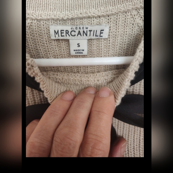 JCrew Beige Bow Sweater, Small - Picture 3 of 4